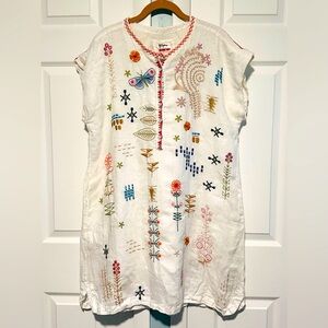 Johnny Was White Embroidered Dress